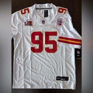 NEW WITH TAGS Men’s Large Chiefs White Jersey 95 Jones Kansas City Chiefs
